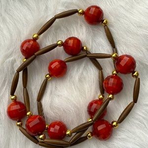 Wooden and plastic beads necklace
